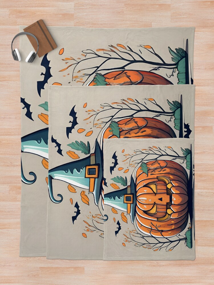 Thumbnail 5 of 6, Throw Blanket, Halloween Pumpkin Drawing designed and sold by Patricks-Art.
