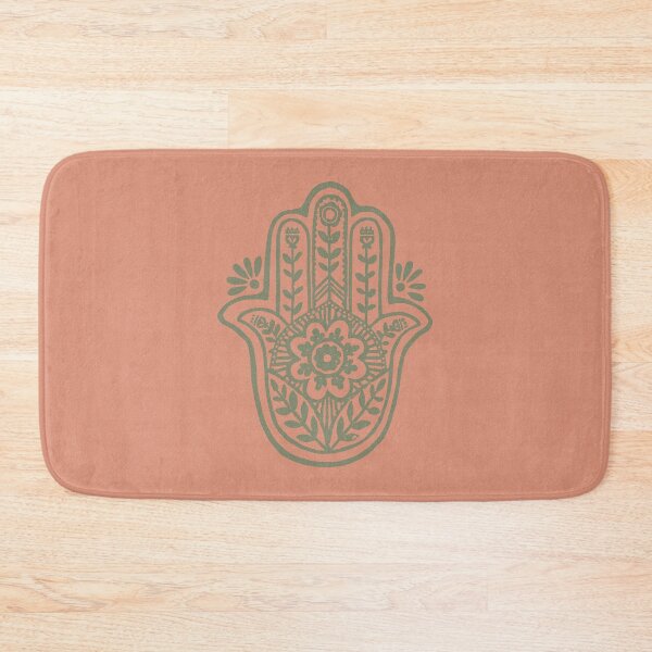 Item preview, Hamsa Flora Linocut - Coral + Sage designed and sold by Irene Estelle.