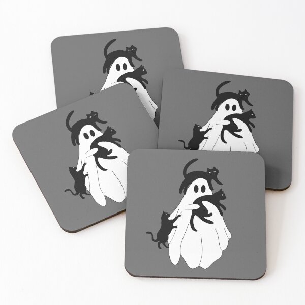 Item preview, Cool black cats hanging out with Halloween ghost designed and sold by mann-doodles.