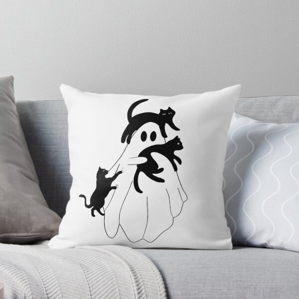 Item preview, of Cool black cats hanging out with Halloween ghost designed and sold by mann-doodles.
