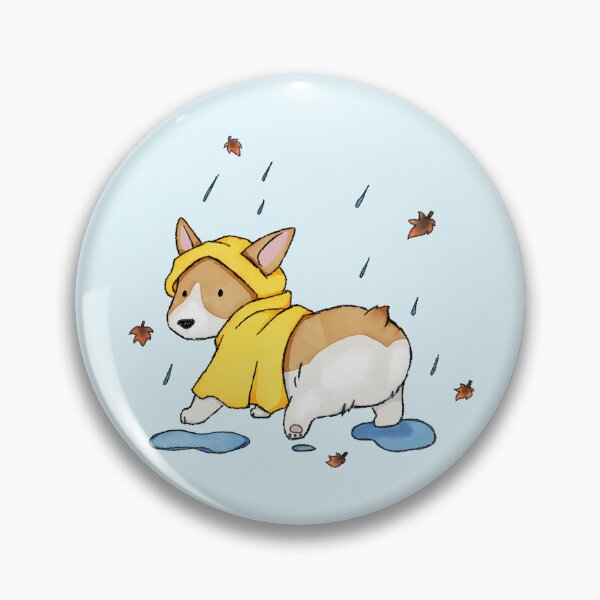 Artikelvorschau, Corgi im Regenmantel im herbstlichen Regen entworfen und verkauft von haakondesign.