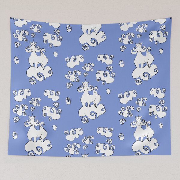 Item preview, Unicorn in curly clouds designed and sold by mjohmy.