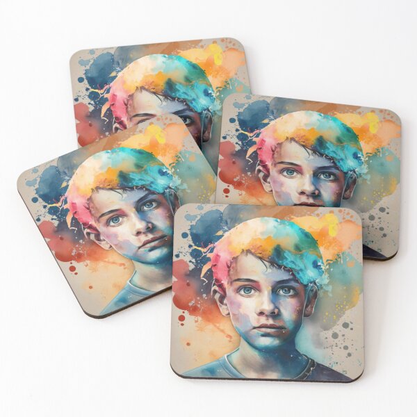 Item preview, boy and girl heads watercolor 2 designed and sold by rayo-art.