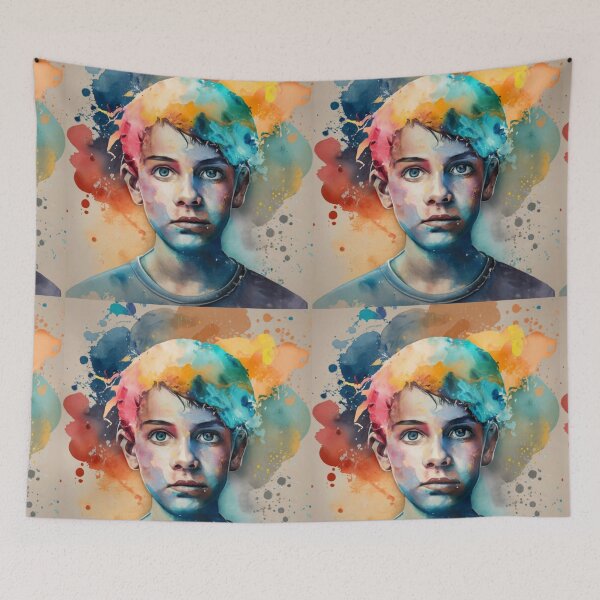 Item preview, boy and girl heads watercolor 2 designed and sold by rayo-art.