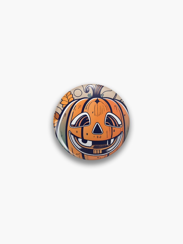 Thumbnail 1 of 3, Pin, Halloween Pumpkin Drawing designed and sold by Patricks-Art.