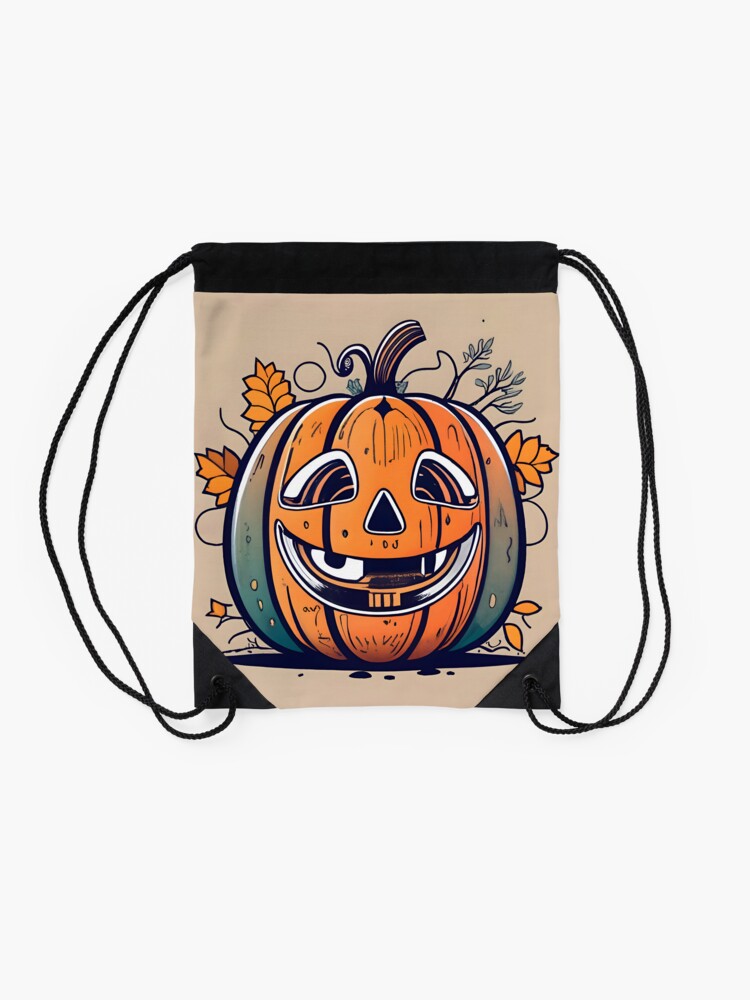 Thumbnail 2 of 3, Drawstring Bag, Halloween Pumpkin Drawing designed and sold by Patricks-Art.