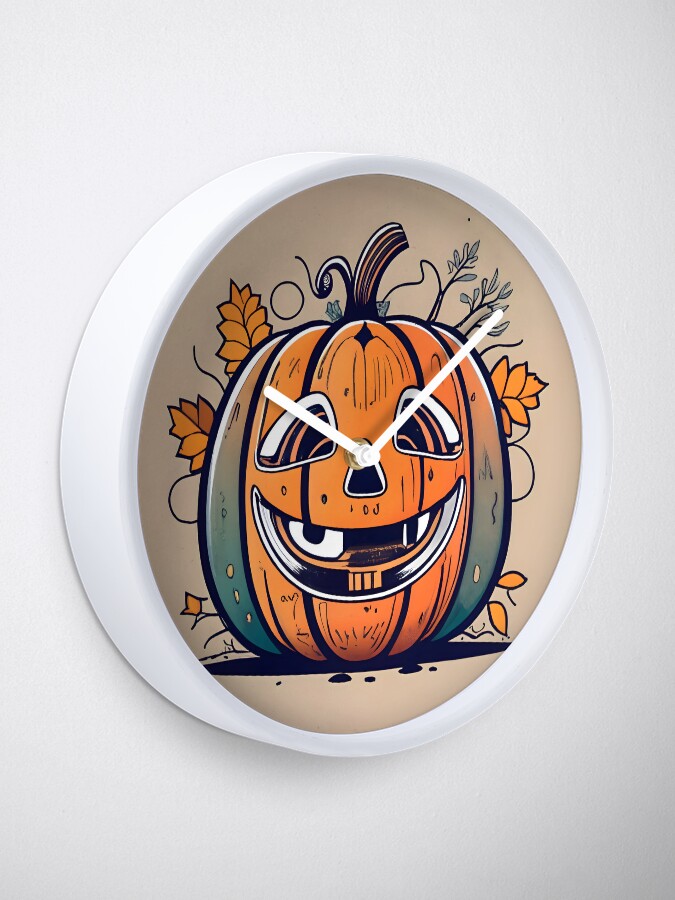 Thumbnail 2 of 4, Clock, Halloween Pumpkin Drawing designed and sold by Patricks-Art.