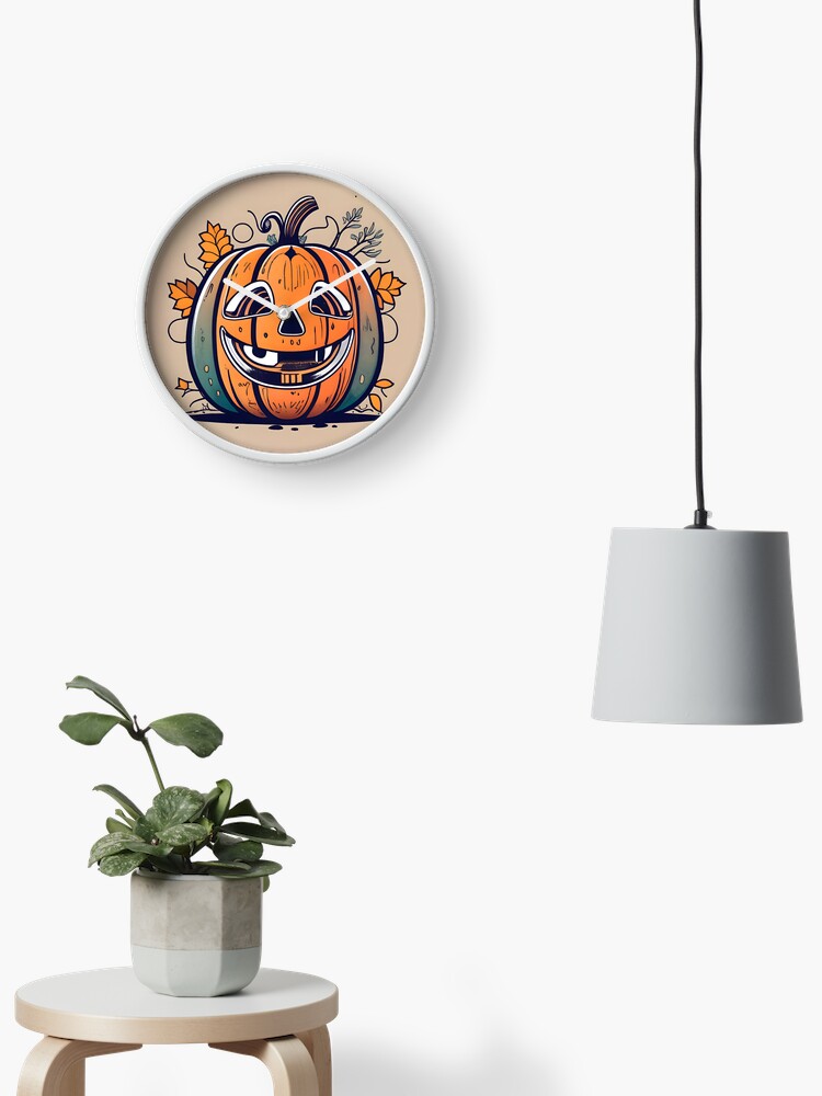 Thumbnail 1 of 4, Clock, Halloween Pumpkin Drawing designed and sold by Patricks-Art.