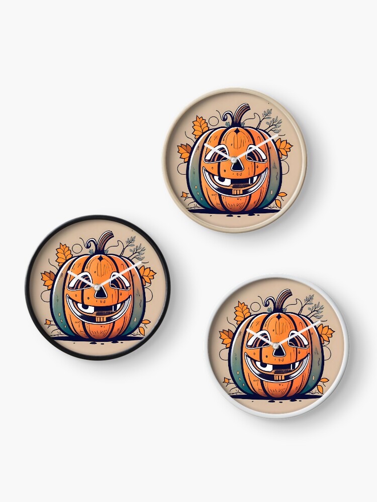 Thumbnail 3 of 4, Clock, Halloween Pumpkin Drawing designed and sold by Patricks-Art.