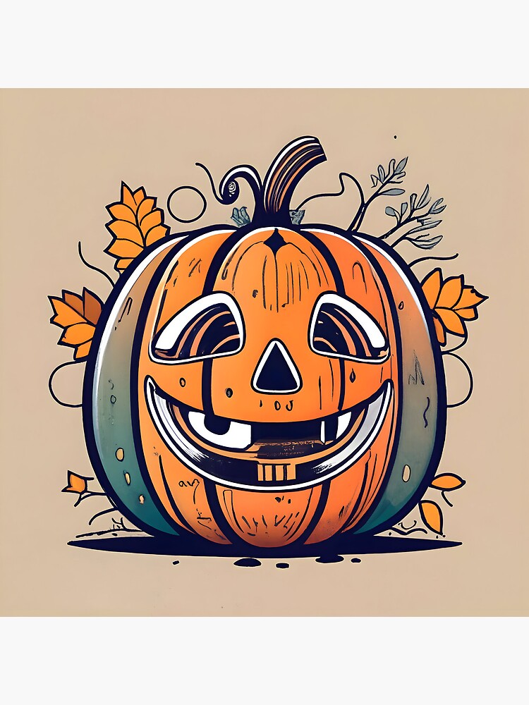 Thumbnail 4 of 4, Clock, Halloween Pumpkin Drawing designed and sold by Patricks-Art.