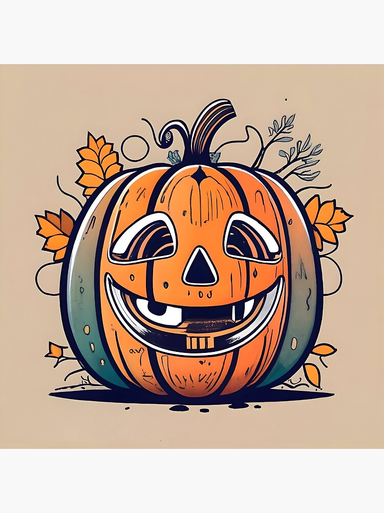 Thumbnail 2 of 2, Art Board Print, Halloween Pumpkin Drawing designed and sold by Patricks-Art.