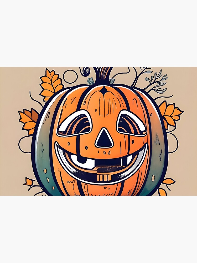 Thumbnail 2 of 2, Laptop Skin, Halloween Pumpkin Drawing designed and sold by Patricks-Art.