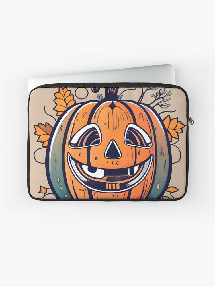 Thumbnail 1 of 2, Laptop Sleeve, Halloween Pumpkin Drawing designed and sold by Patricks-Art.