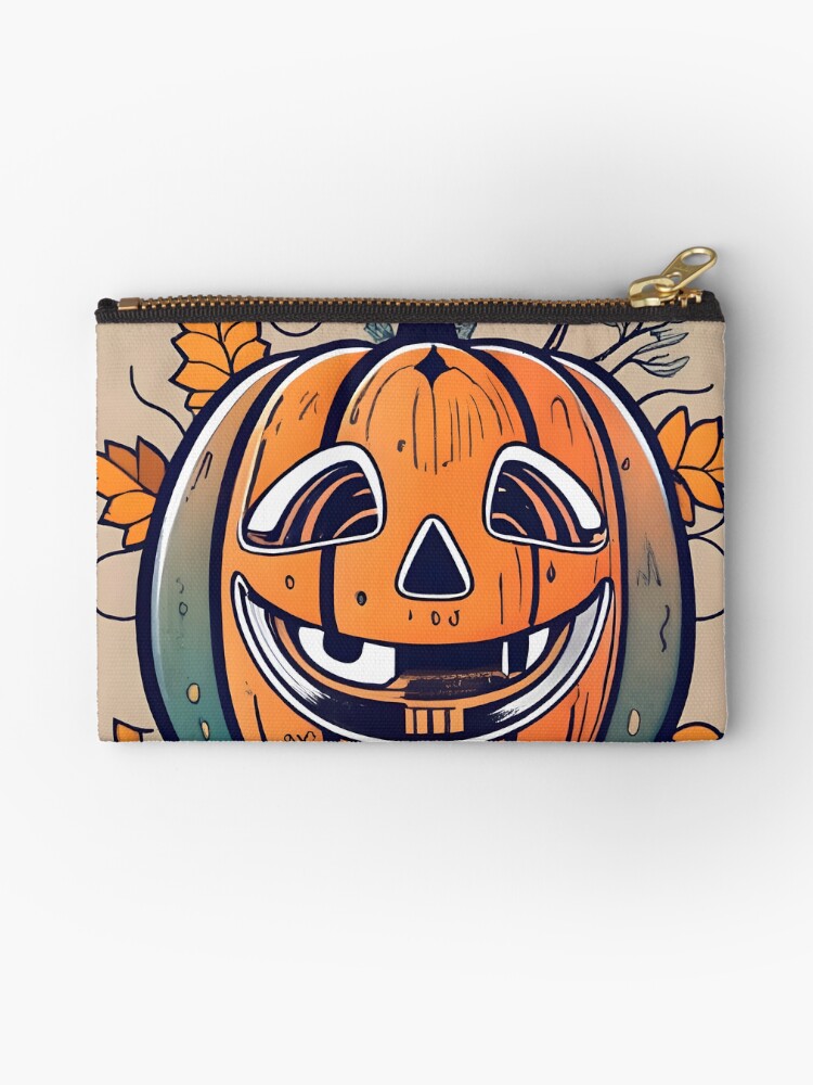 Thumbnail 1 of 4, Zipper Pouch, Halloween Pumpkin Drawing designed and sold by Patricks-Art.