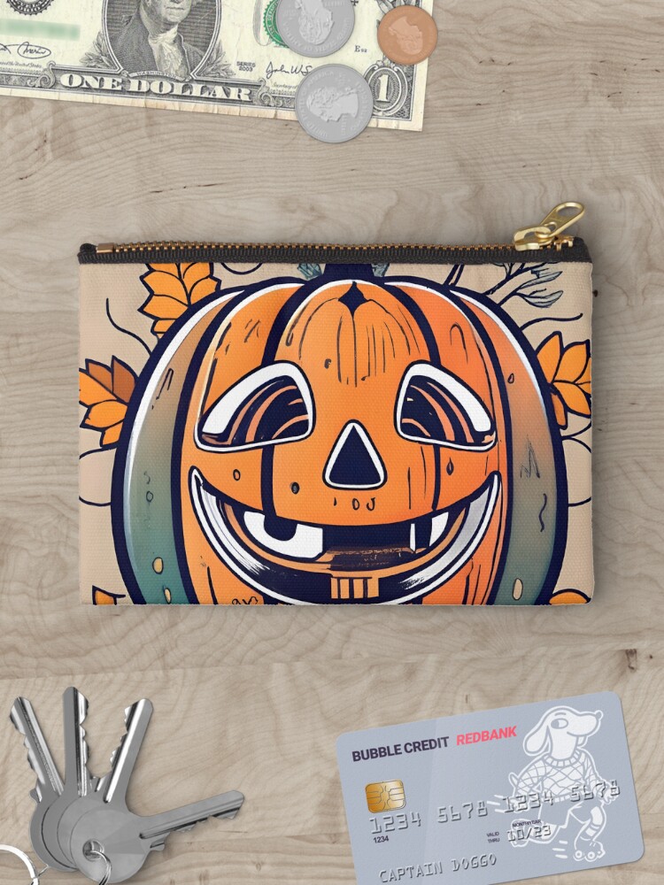 Thumbnail 3 of 4, Zipper Pouch, Halloween Pumpkin Drawing designed and sold by Patricks-Art.