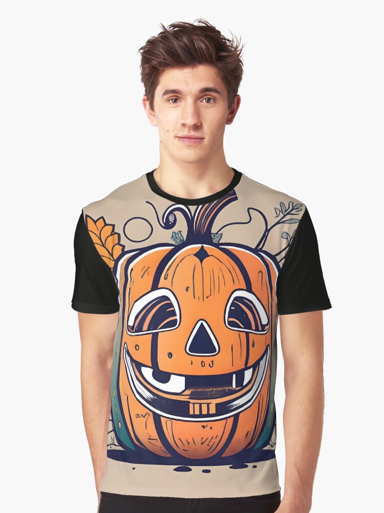 Thumbnail 1 of 5, Graphic T-Shirt, Halloween Pumpkin Drawing designed and sold by Patricks-Art.