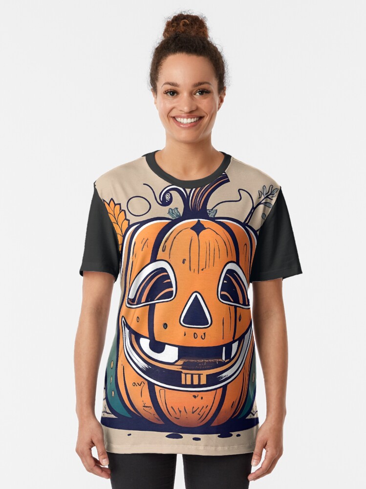 Thumbnail 2 of 5, Graphic T-Shirt, Halloween Pumpkin Drawing designed and sold by Patricks-Art.