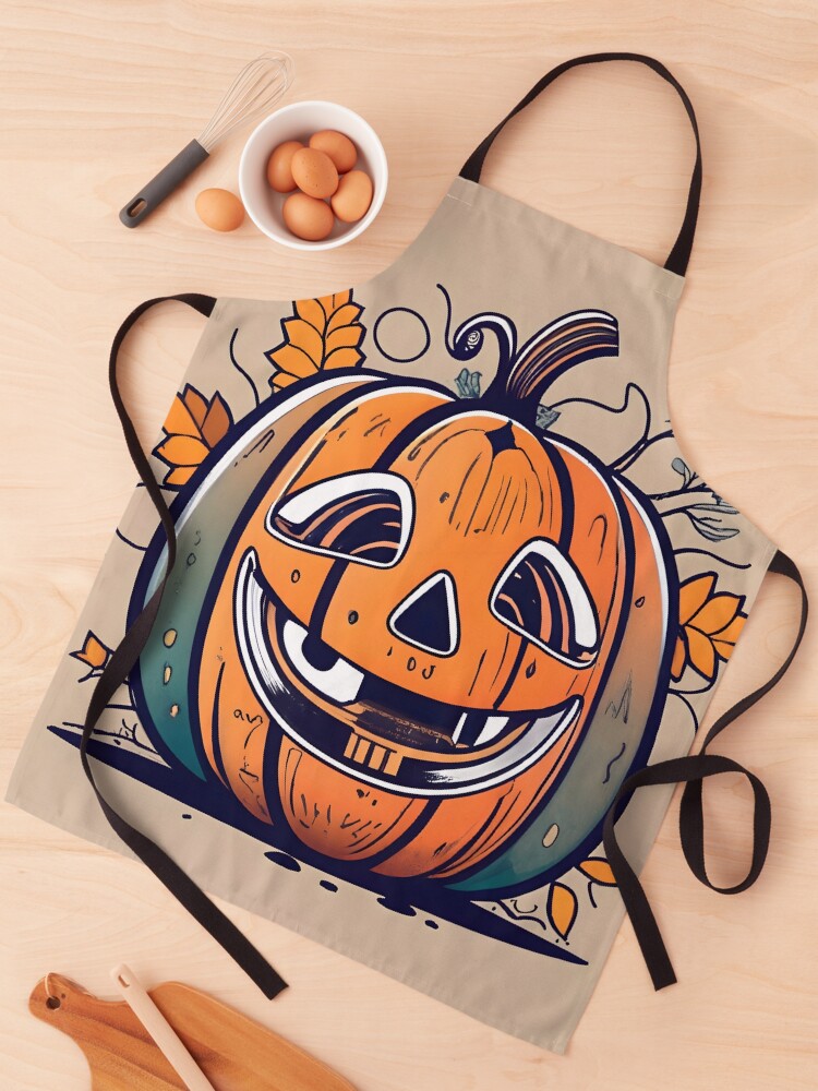 Thumbnail 1 of 6, Apron, Halloween Pumpkin Drawing designed and sold by Patricks-Art.