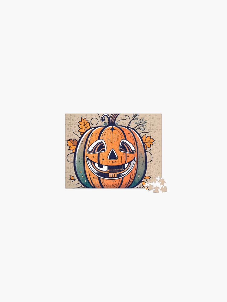 Thumbnail 1 of 2, Jigsaw Puzzle, Halloween Pumpkin Drawing designed and sold by Patricks-Art.