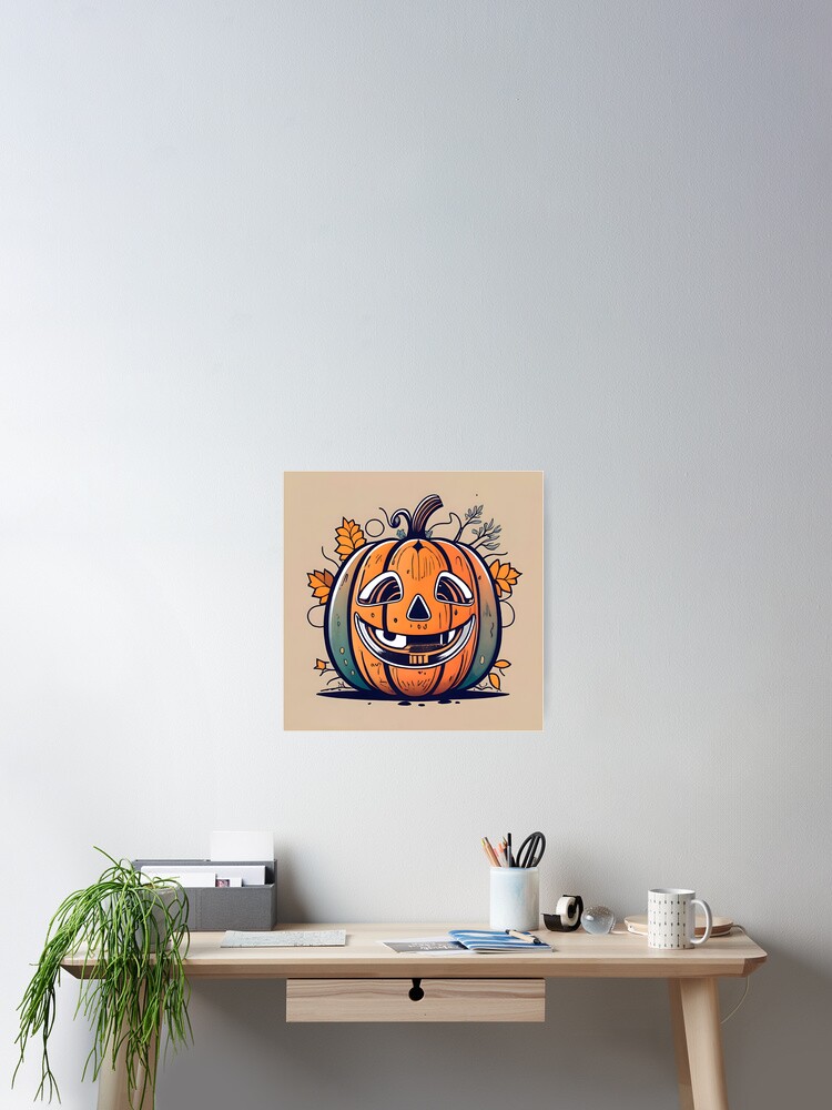 Thumbnail 2 of 3, Poster, Halloween Pumpkin Drawing designed and sold by Patricks-Art.