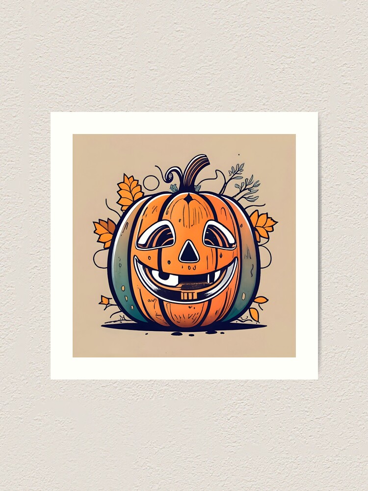 Thumbnail 1 of 3, Art Print, Halloween Pumpkin Drawing designed and sold by Patricks-Art.