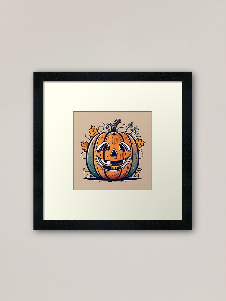 Thumbnail 1 of 7, Framed Art Print, Halloween Pumpkin Drawing designed and sold by Patricks-Art.