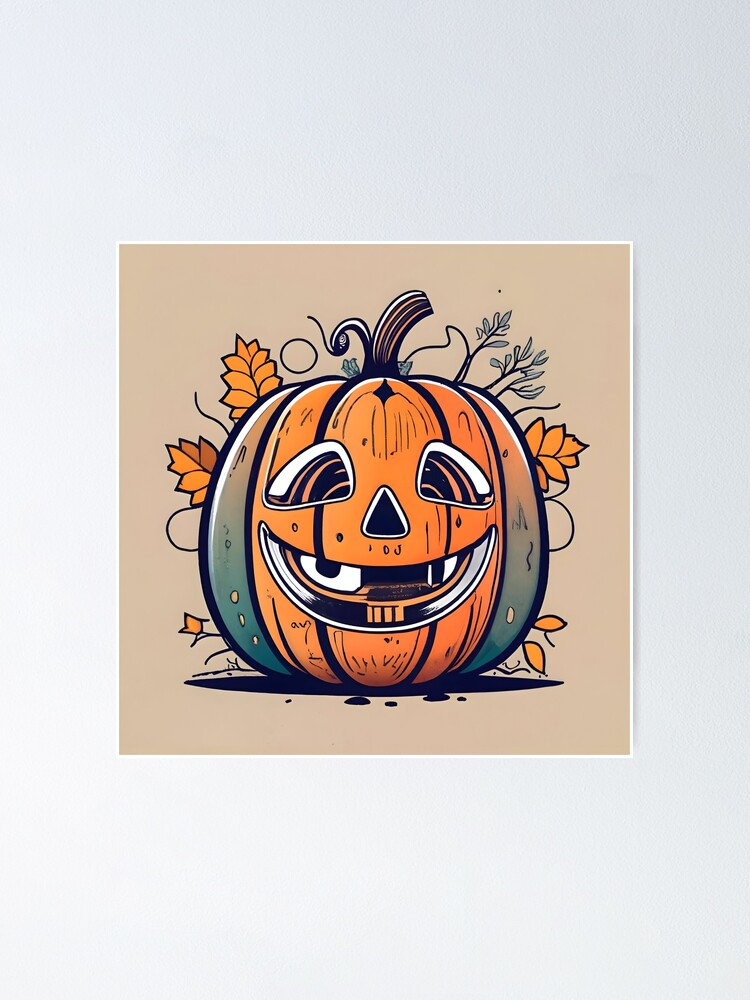 Thumbnail 1 of 3, Poster, Halloween Pumpkin Drawing designed and sold by Patricks-Art.