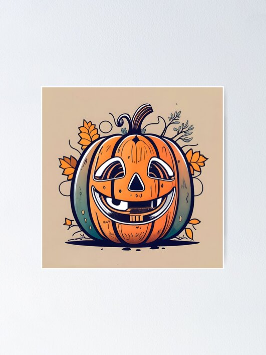 Thumbnail 2 of 3, Poster, Halloween Pumpkin Drawing designed and sold by Patricks-Art.