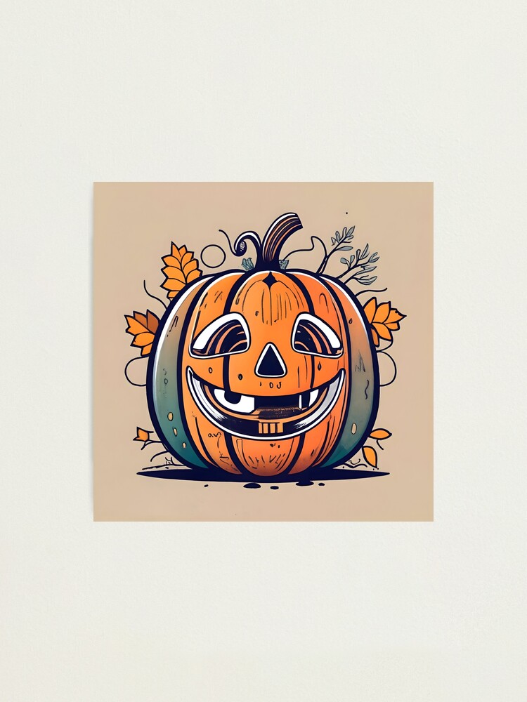 Thumbnail 1 of 3, Photographic Print, Halloween Pumpkin Drawing designed and sold by Patricks-Art.