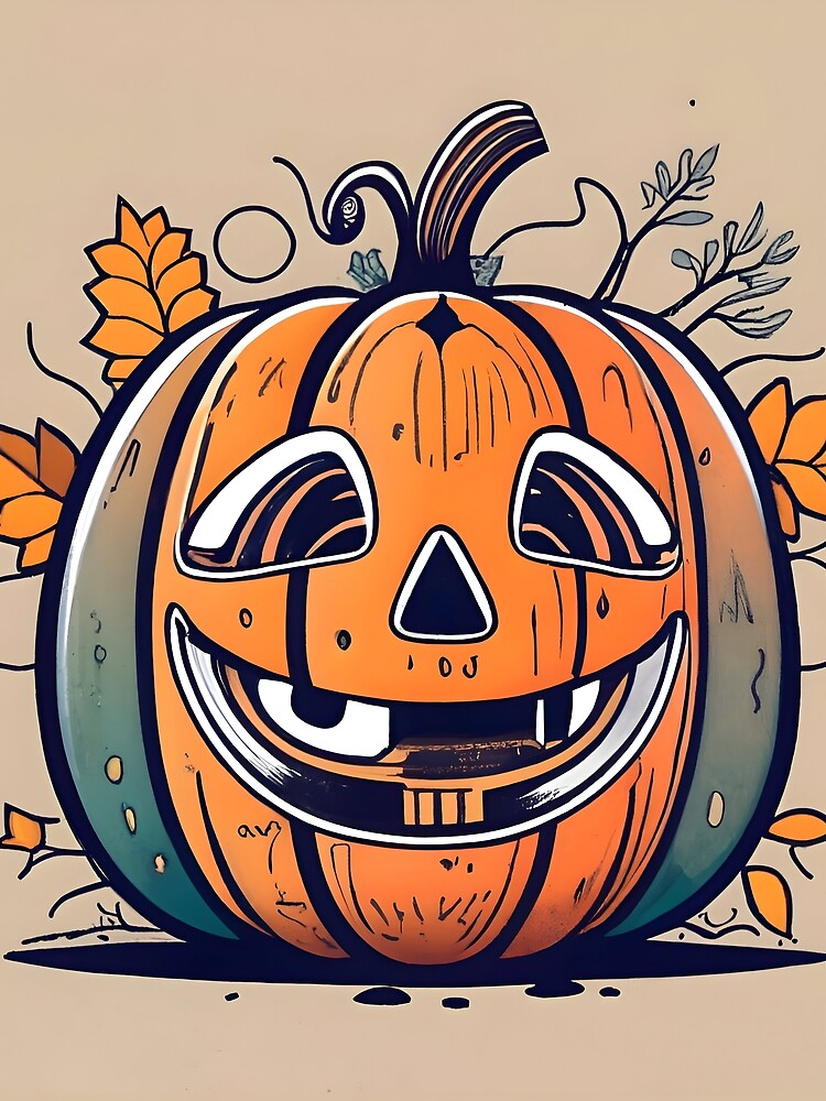 Thumbnail 3 of 3, Scarf, Halloween Pumpkin Drawing designed and sold by Patricks-Art.