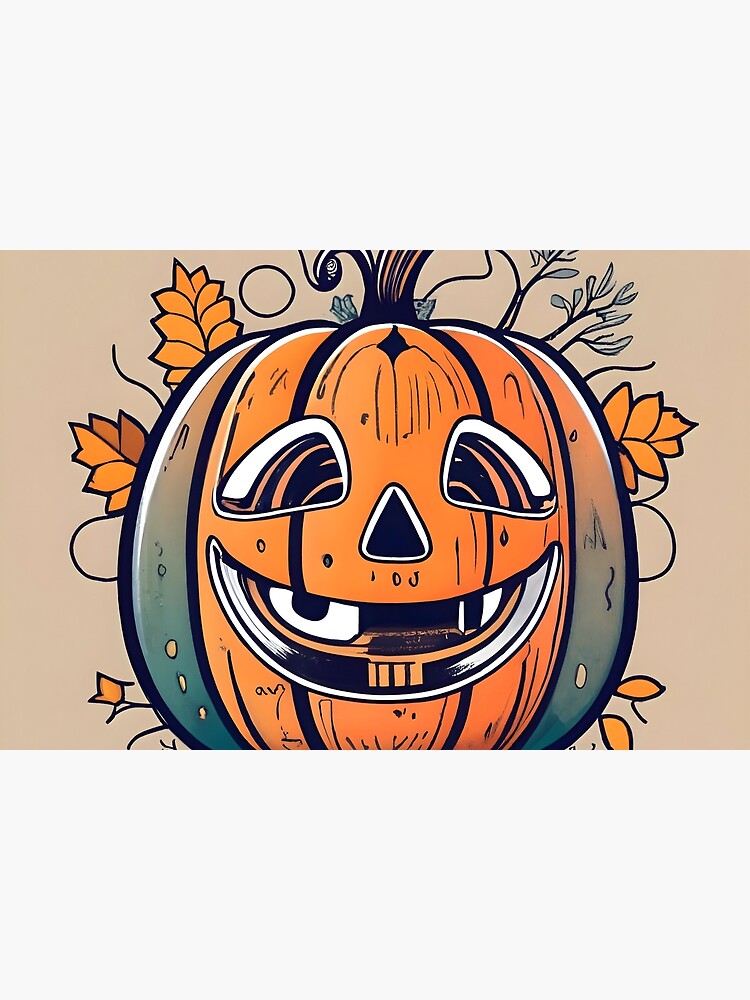 Thumbnail 6 of 6, Bath Mat, Halloween Pumpkin Drawing designed and sold by Patricks-Art.