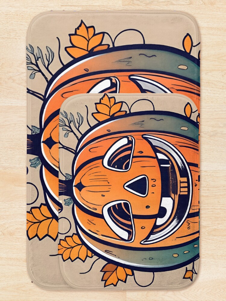 Thumbnail 5 of 6, Bath Mat, Halloween Pumpkin Drawing designed and sold by Patricks-Art.