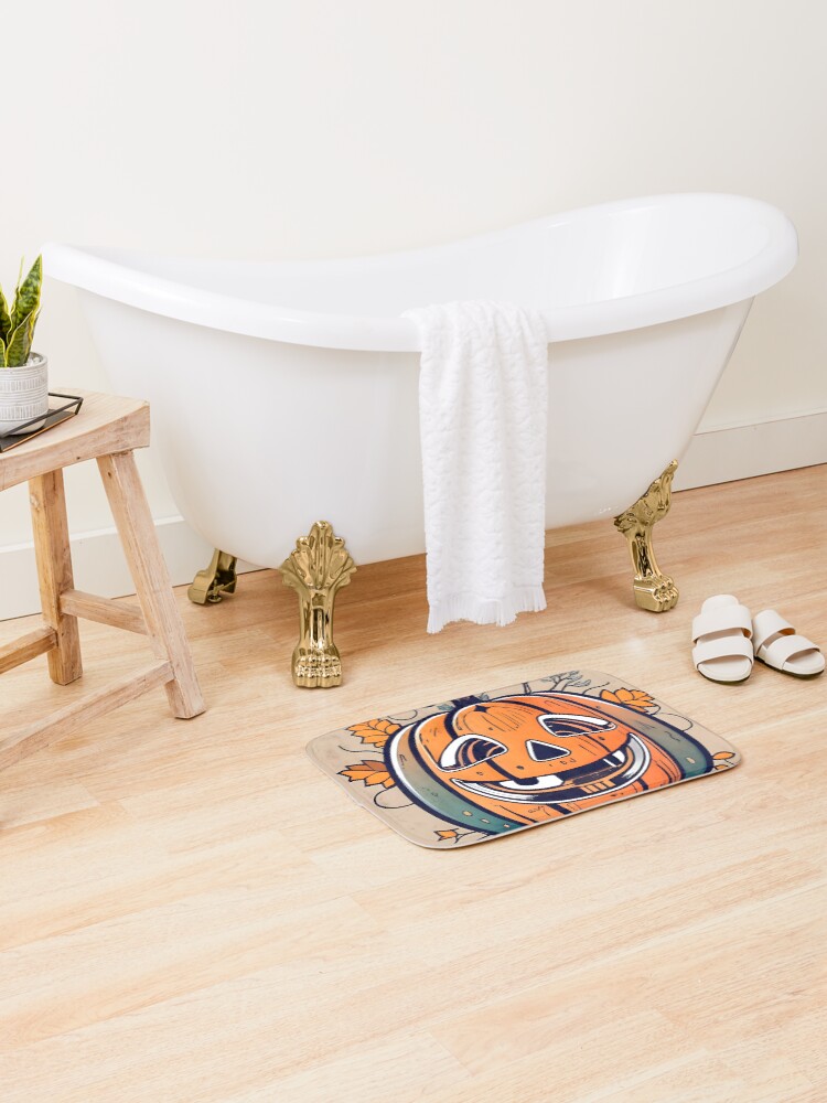Thumbnail 2 of 6, Bath Mat, Halloween Pumpkin Drawing designed and sold by Patricks-Art.