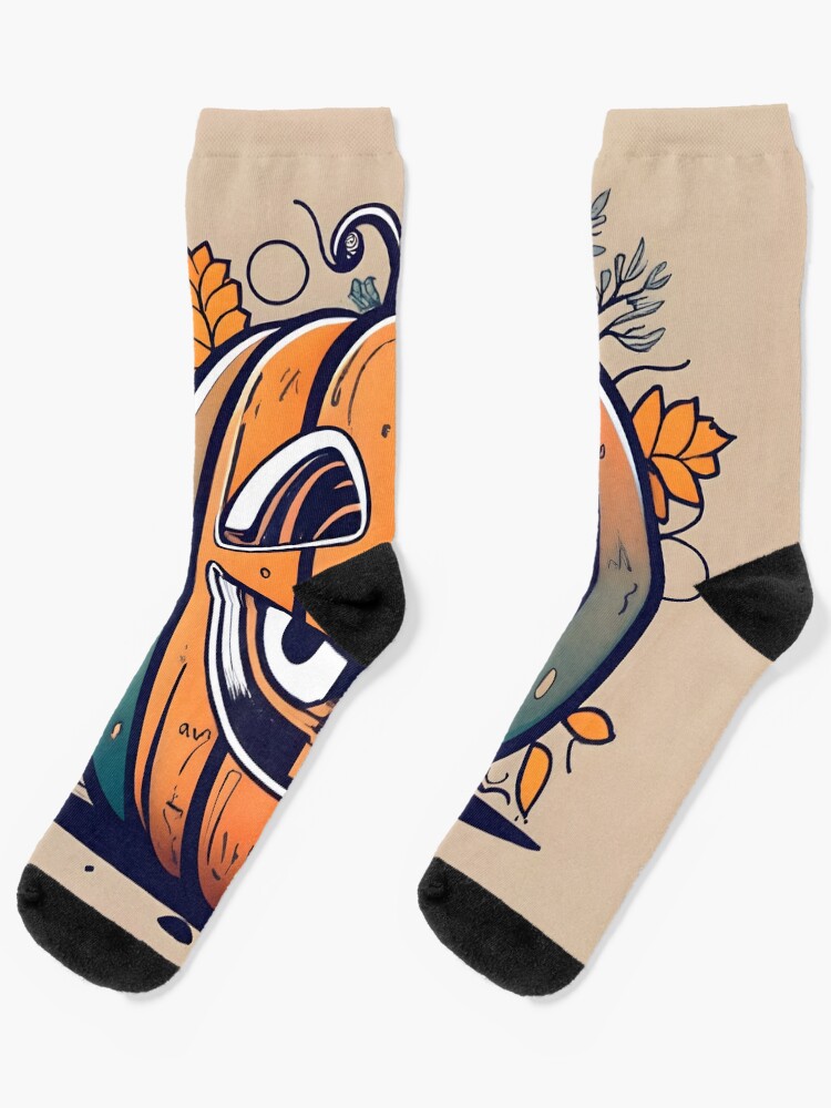Thumbnail 1 of 5, Socks, Halloween Pumpkin Drawing designed and sold by Patricks-Art.