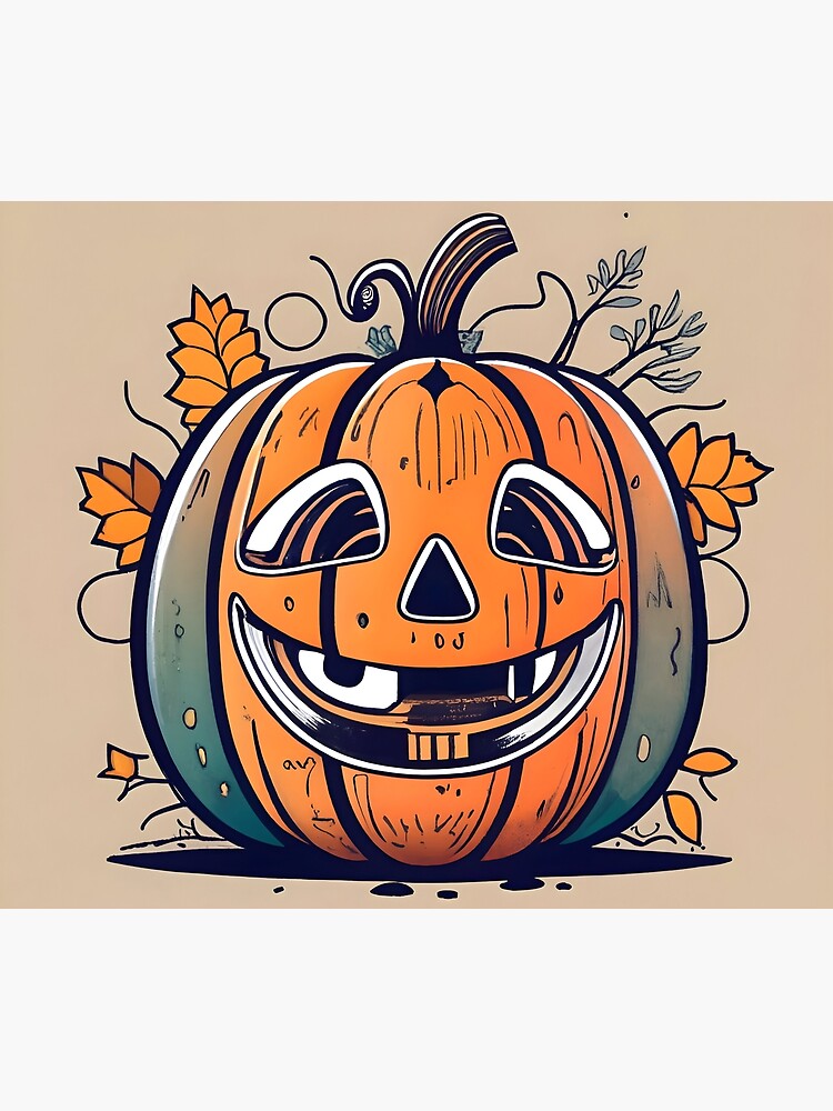 Thumbnail 3 of 3, Tapestry, Halloween Pumpkin Drawing designed and sold by Patricks-Art.