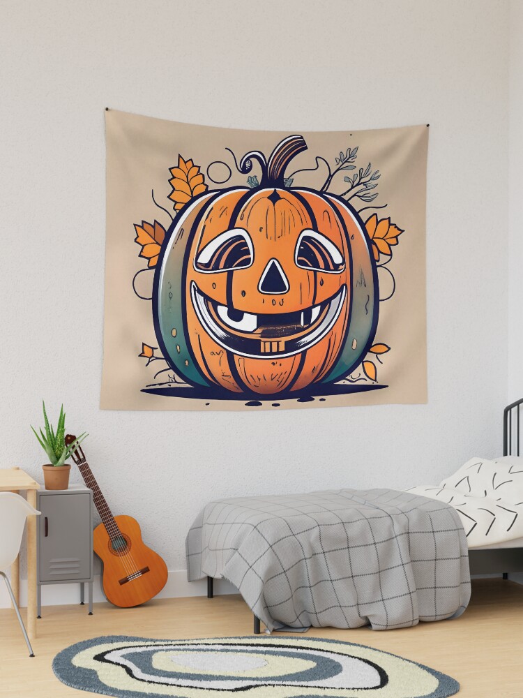 Thumbnail 1 of 3, Tapestry, Halloween Pumpkin Drawing designed and sold by Patricks-Art.