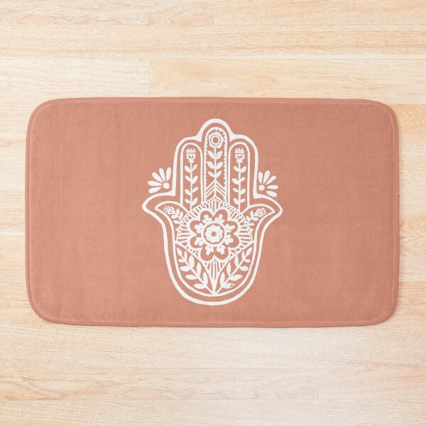 Artikelvorschau, Hamsa Flora Linocut - Coral + Snow entworfen und verkauft von Irene Estelle.
