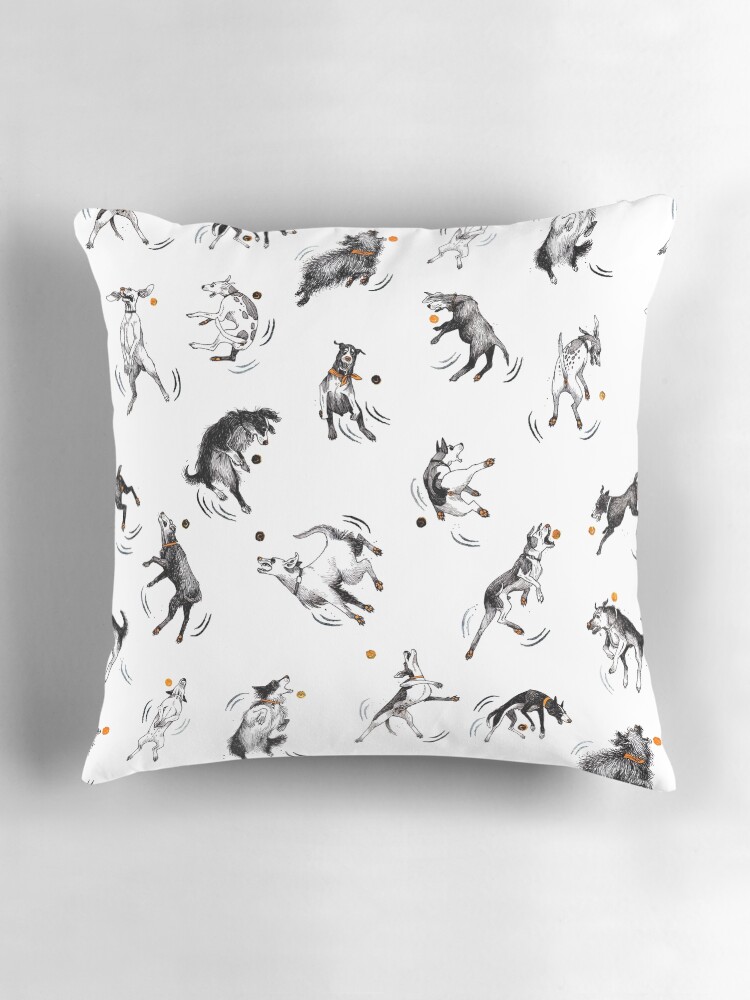 Thumbnail 3 of 4, Pillow, Dogs bad at catching balls designed and sold by Chabdpointcom.