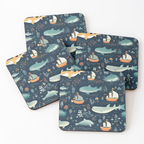 Item preview, Nautical Whales seamless patterns 2 designed and sold by Tem‑Tip of pen.