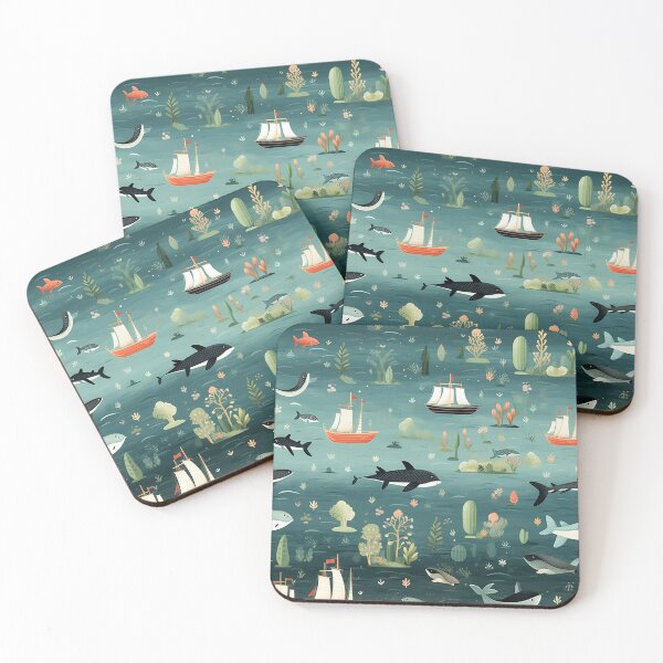 Item preview, Nautical Whales seamless patterns 3 designed and sold by Tem‑Tip of pen.