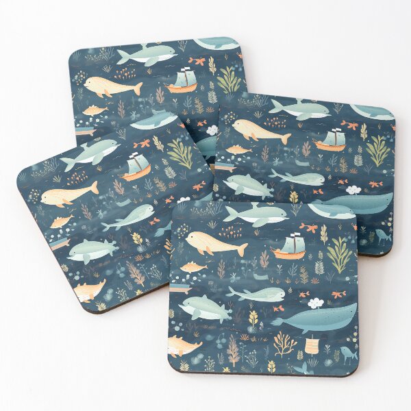 Item preview, Nautical Whales seamless patterns 4 designed and sold by Tem‑Tip of pen.