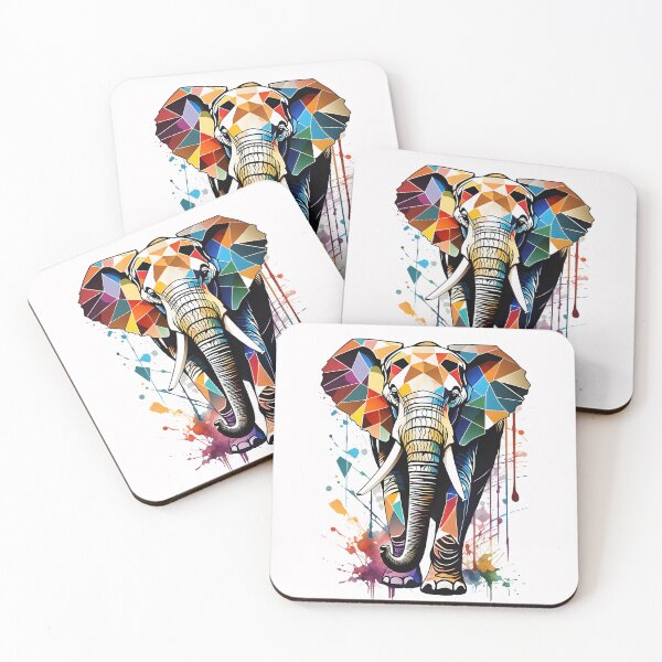 Item preview, African Elephant with multi coloured shapes designed and sold by Darren Wilkes.
