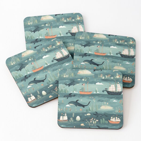 Item preview, Nautical Whales seamless patterns 5 designed and sold by Tem‑Tip of pen.