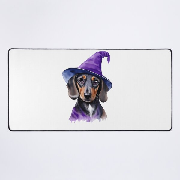 Item preview, Enchanted Wizardry: Purple-Hued Dachshund - watercolor daschund in wizard hat designed and sold by EmeraldeaArt.