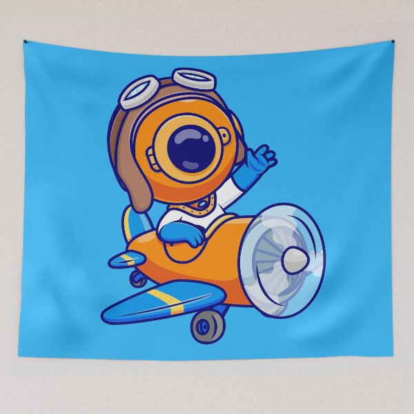 Item preview, Diving into Adventure: Cute Diver Riding Plane Cartoon Vector Icon designed and sold by hjian8219.