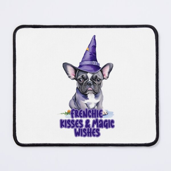 Item preview, Frenchie kisses and magic wishes - halloween french bulldog in wizard hat. designed and sold by EmeraldeaArt.