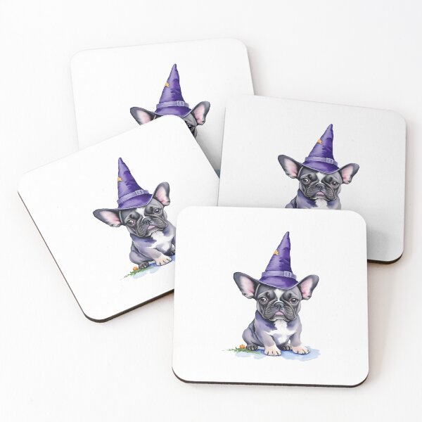 Item preview, Frenchie's Halloween Magic - halloween french bulldog in wizard hat. designed and sold by EmeraldeaArt.