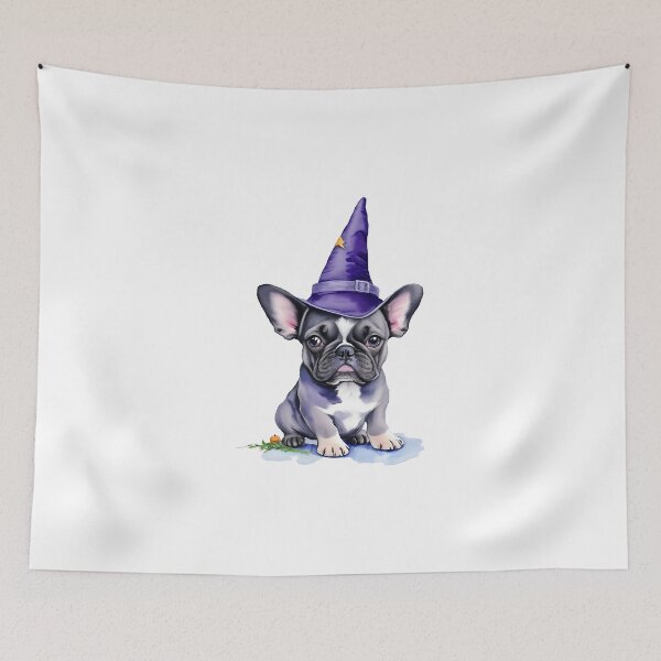 Item preview, Frenchie's Halloween Magic - halloween french bulldog in wizard hat. designed and sold by EmeraldeaArt.