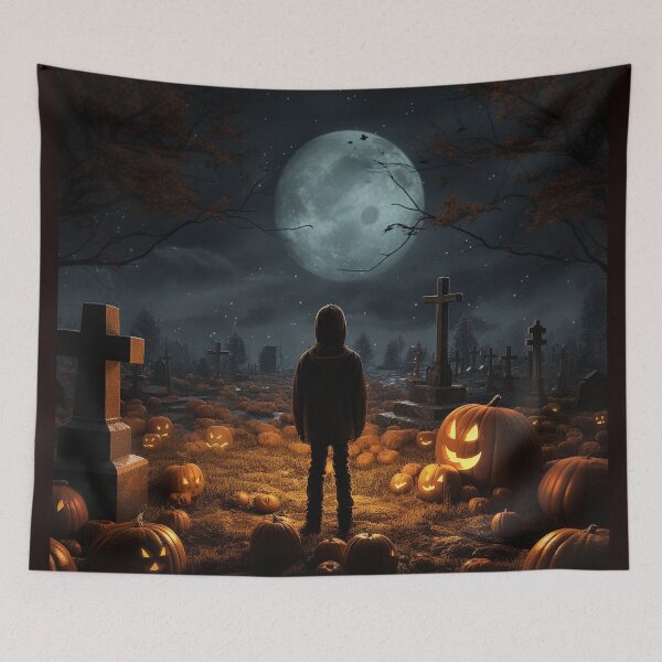 Item preview, Hooded kid watching moon on halloween designed and sold by Simonshopstuff.