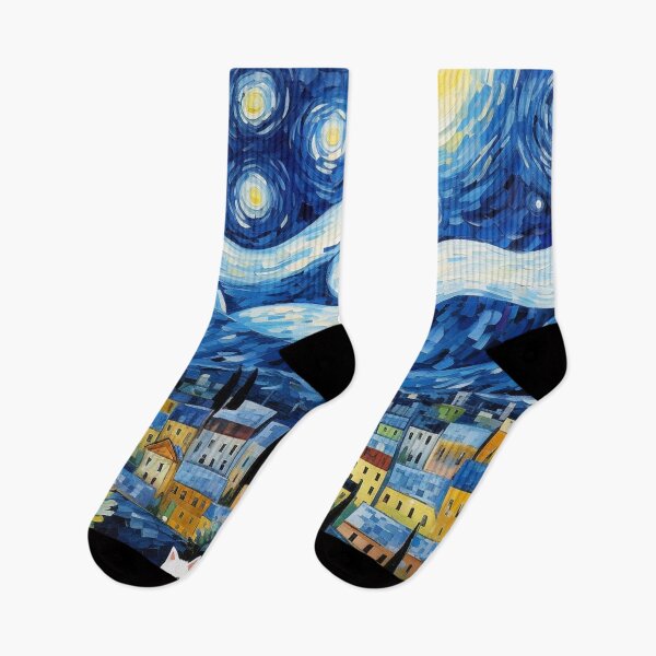 Item preview, Cat Van gogh Inspired Starry Night Painting for Van gogh Lovers designed and sold by Vangoholic.